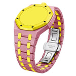 Cinturino in ceramica con chiusura a farfalla in metallo e indicazione delle dodici ore O, con indicazione delle ore 12., For Swatch Royal Pop