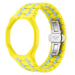 Cinturino in ceramica con chiusura a farfalla in metallo e indicazione delle dodici ore O, con indicazione delle ore 12., For Swatch Royal Pop