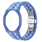 Cinturino in ceramica con chiusura a farfalla in metallo e indicazione delle dodici ore O, con indicazione delle ore 12., For Swatch Royal Pop