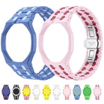Cinturino in ceramica con chiusura a farfalla in metallo e indicazione delle dodici ore O, con indicazione delle ore 12., For Swatch Royal Pop