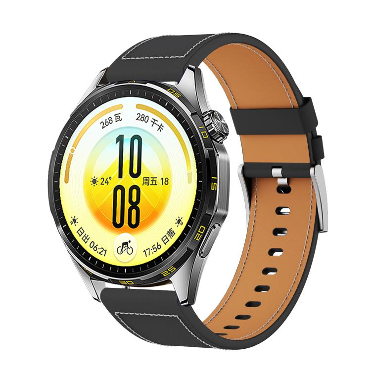 Cinturino per orologio piatto in vera pelle con fibbia ad ardiglione in acciaio inossidabile., 22mm