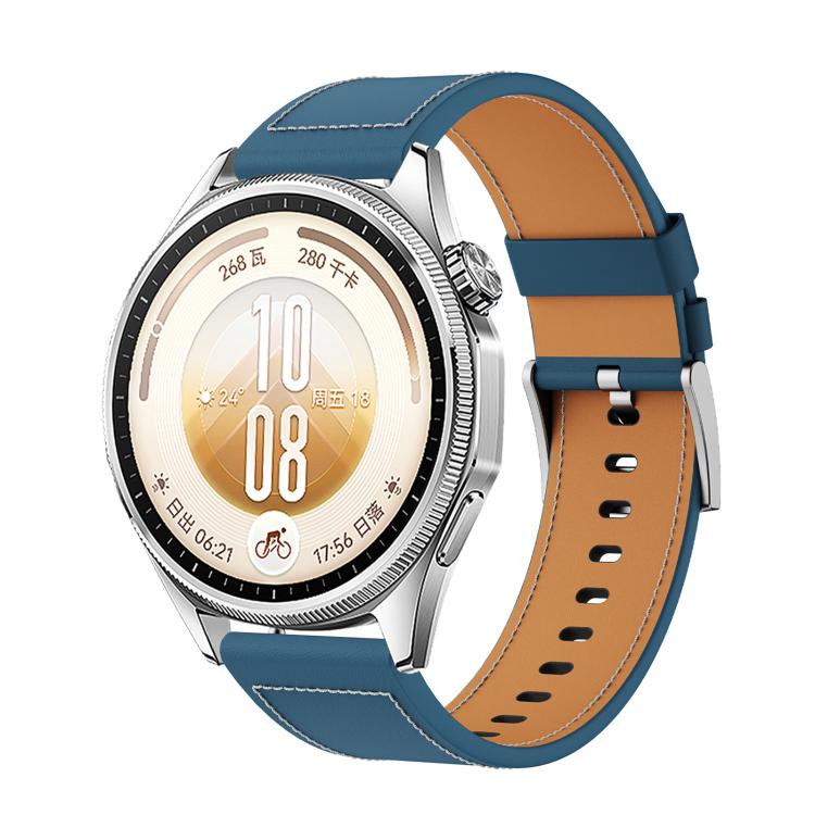 Cinturino per orologio piatto in vera pelle con fibbia ad ardiglione in acciaio inossidabile., 22mm