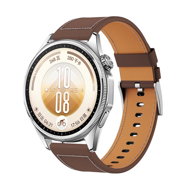 Cinturino per orologio piatto in vera pelle con fibbia ad ardiglione in acciaio inossidabile., 22mm