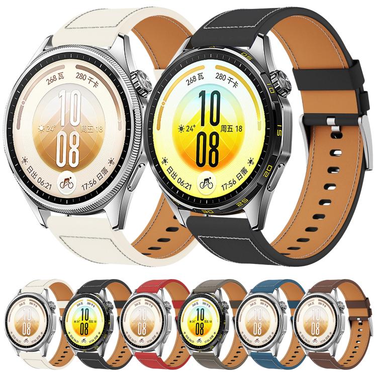 Cinturino per orologio piatto in vera pelle con fibbia ad ardiglione in acciaio inossidabile., 22mm