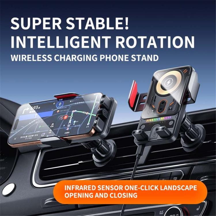 Supporto magnetico per telefono con blocco automatico e ricarica rapida F19 da 15 W, caricabatterie wireless per auto.