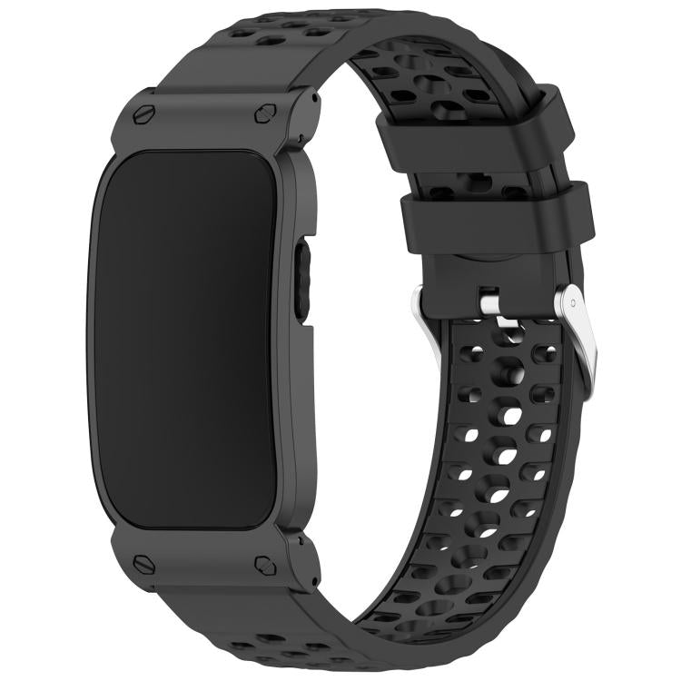 Cassa in metallo, cinturino ibrido traspirante in silicone perforato., For Garmin CIRQA Smart Band