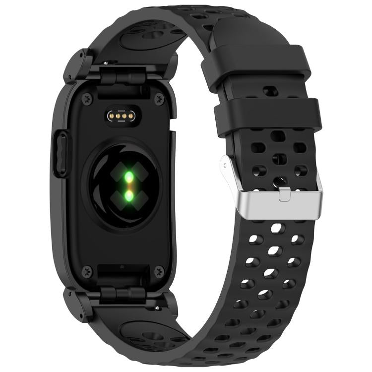 Cassa in metallo, cinturino ibrido traspirante in silicone perforato., For Garmin CIRQA Smart Band