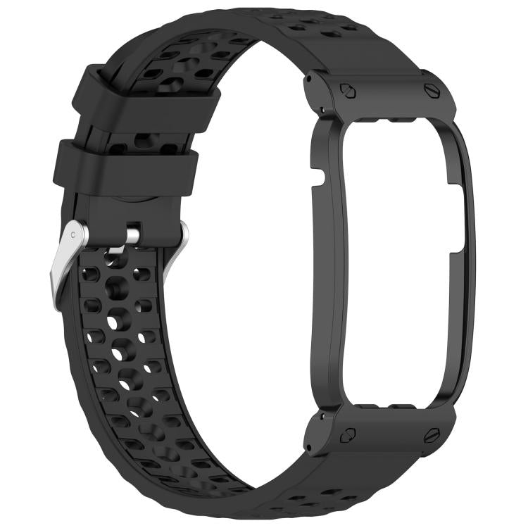 Cassa in metallo, cinturino ibrido traspirante in silicone perforato., For Garmin CIRQA Smart Band