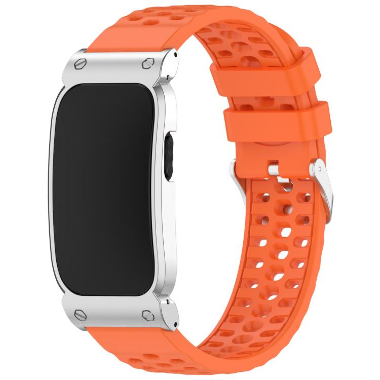 Cassa in metallo, cinturino ibrido traspirante in silicone perforato., For Garmin CIRQA Smart Band