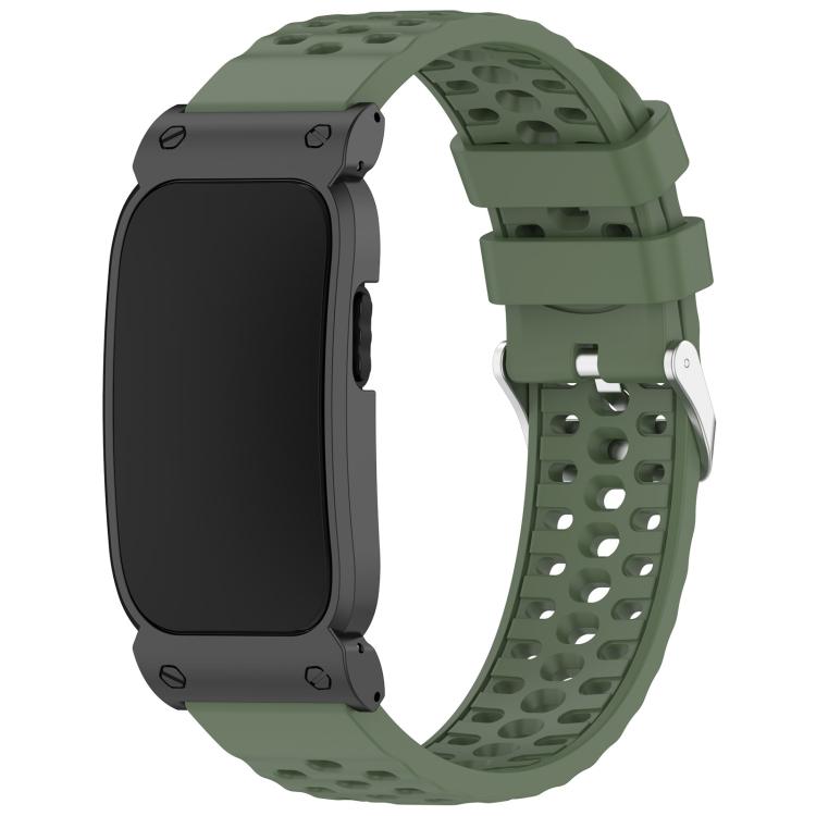 Cassa in metallo, cinturino ibrido traspirante in silicone perforato., For Garmin CIRQA Smart Band