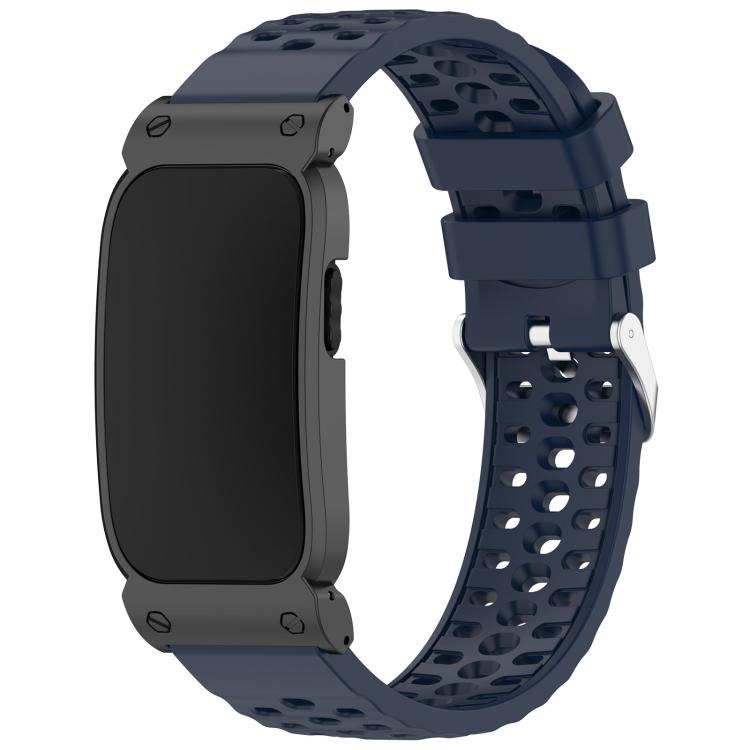 Cassa in metallo, cinturino ibrido traspirante in silicone perforato., For Garmin CIRQA Smart Band