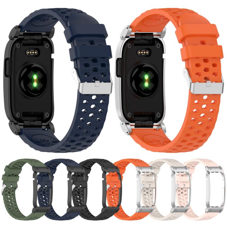 Cassa in metallo, cinturino ibrido traspirante in silicone perforato., For Garmin CIRQA Smart Band