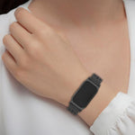 Cassa in metallo, cinturino ibrido traspirante in silicone perforato., For Garmin CIRQA Smart Band