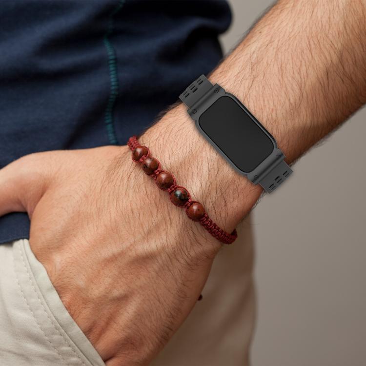 Cassa in metallo, cinturino ibrido traspirante in silicone perforato., For Garmin CIRQA Smart Band
