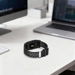 Cassa in metallo, cinturino ibrido traspirante in silicone perforato., For Garmin CIRQA Smart Band