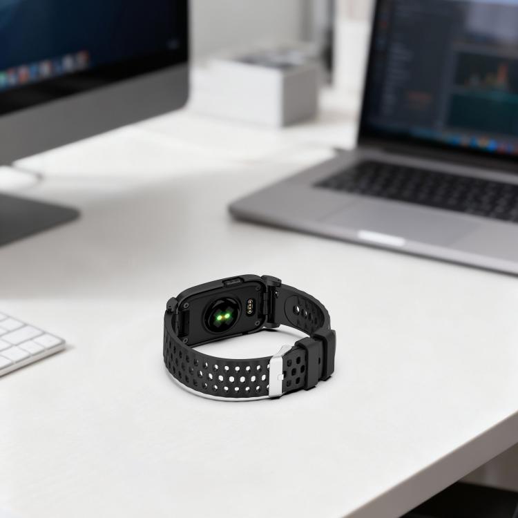 Cassa in metallo, cinturino ibrido traspirante in silicone perforato., For Garmin CIRQA Smart Band