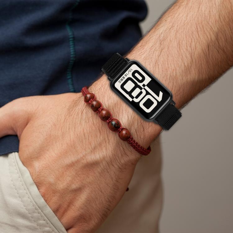 Cinturino per orologio in nylon intrecciato con chiusura a strappo., For Honor Band 11 / Band 11 Pro