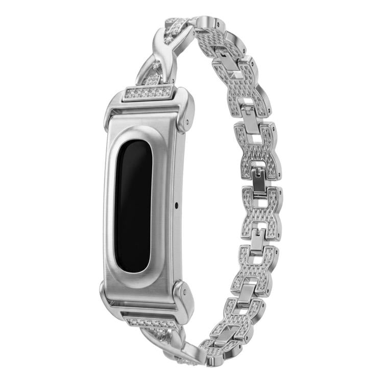 Cassa in metallo, cinturino in lega di zinco con strass intrecciati integrati e cassa in metallo., For Google Fitbit Air