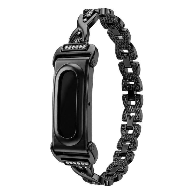 Cassa in metallo, cinturino in lega di zinco con strass intrecciati integrati e cassa in metallo., For Google Fitbit Air