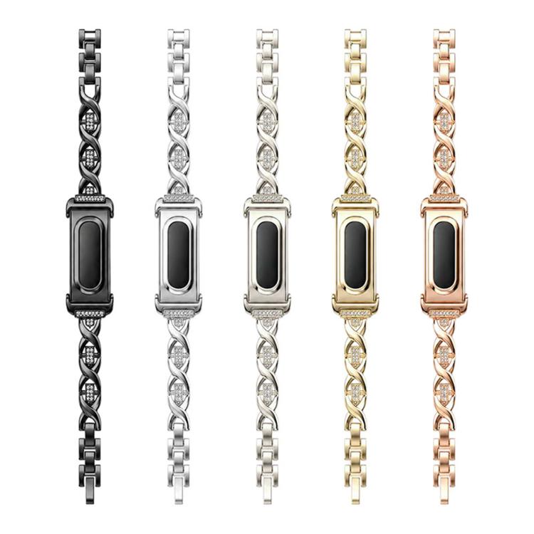 Cassa in metallo, cinturino in lega di zinco con strass intrecciati integrati e cassa in metallo., For Google Fitbit Air