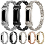 Cassa in metallo, cinturino in lega di zinco con strass a stella integrati e lacci integrati., For Google Fitbit Air