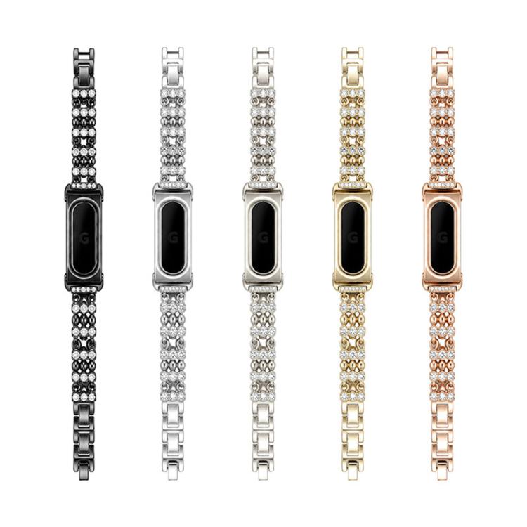 Cassa in metallo, cinturino in lega di zinco con strass a stella integrati e lacci integrati., For Google Fitbit Air