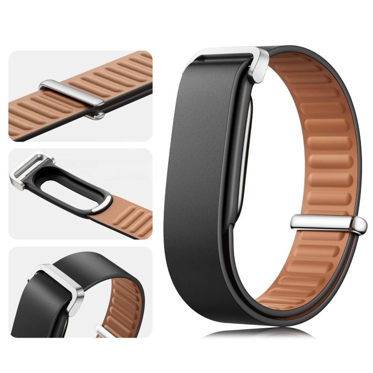 Cinturino per orologio in vera pelle con fibbia liscia e chiusura a passante., For Google Fitbit Air
