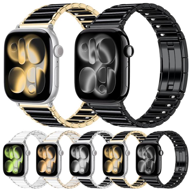 Cinturino per orologio in acciaio inossidabile con chiusura pieghevole a sgancio rapido in ceramica, For Apple Watch 46mm / 49mm / 45mm / 44mm, For Apple Watch 42mm / 41mm / 40mm / 38mm