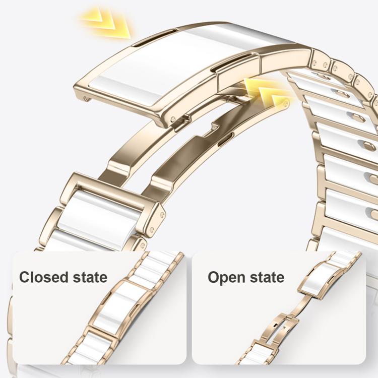 Cinturino per orologio in acciaio inossidabile con chiusura pieghevole a sgancio rapido in ceramica, For Apple Watch 46mm / 49mm / 45mm / 44mm, For Apple Watch 42mm / 41mm / 40mm / 38mm