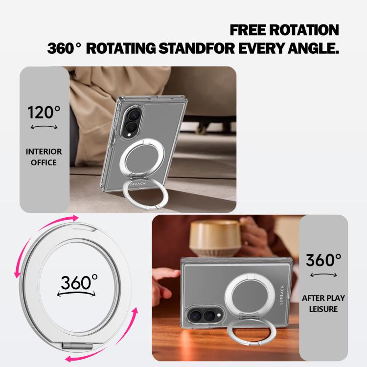 Custodia magnetica LeReach TOC Crystal Series con supporto girevole per Galaxy Z