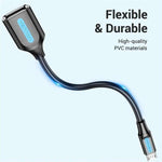 VENTION CCU Series USB 2.0 Micro-B Male to USB-A Female OTG Adapter 0.15m Round PVC Data Cable, Micro-B M to USB-A F