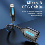 VENTION CCU Series USB 2.0 Micro-B Male to USB-A Female OTG Adapter 0.15m Round PVC Data Cable, Micro-B M to USB-A F