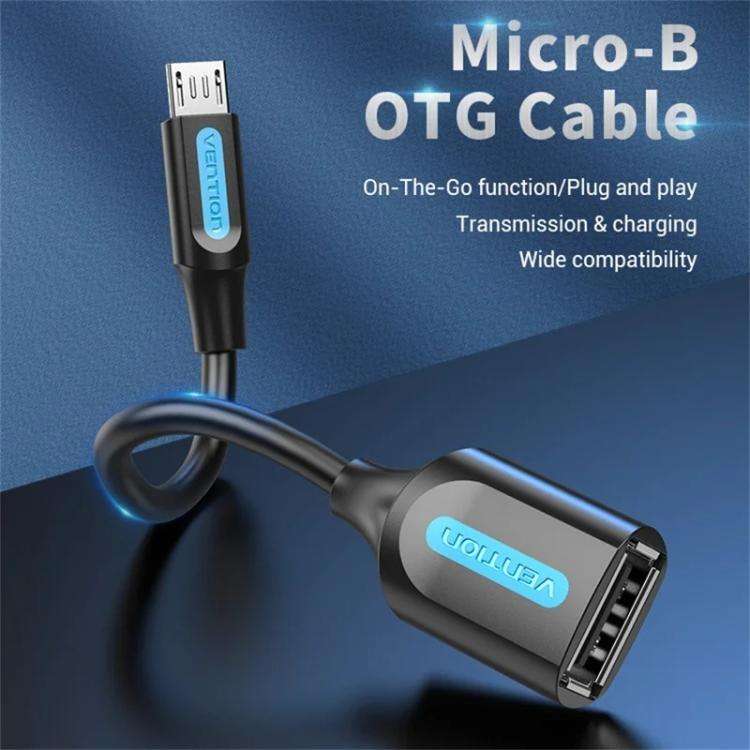 VENTION CCU Series USB 2.0 Micro-B Male to USB-A Female OTG Adapter 0.15m Round PVC Data Cable, Micro-B M to USB-A F