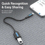 VENTION CCU Series USB 2.0 Micro-B Male to USB-A Female OTG Adapter 0.15m Round PVC Data Cable, Micro-B M to USB-A F