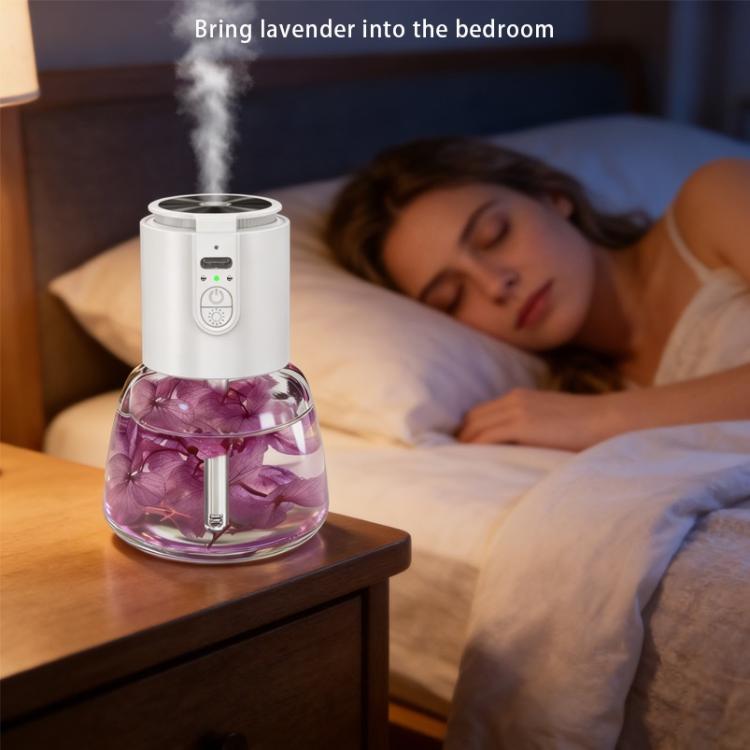 Diffusore di aromi senza acqua da 120 ml con oli essenziali, 3 modalità di nebulizzazione intermittente, batteria da 500 mAh e spegnimento automatico dopo 8 ore., White Purple, White Green, Black