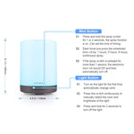 Diffusore di oli essenziali da 300 ml, umidificatore ad ultrasuoni per aromaterapia per camera da letto, con 7 luci LED colorate., UK Plug, EU Plug, US Plug