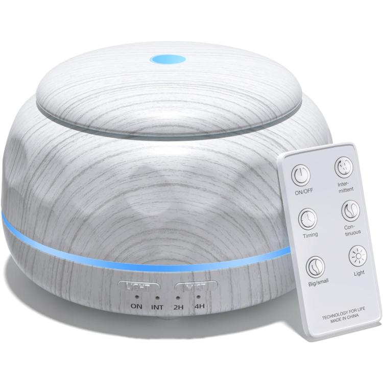 Diffusore di aromi da 300 ml con ultrasuoni, nebulizzatore a freddo e umidificatore, con 7 luci LED a colori variabili, ideale per camera da letto, casa e ufficio., Black Wood Grain, White Wood Grain, Yellow Wood Grain, Marble Grain