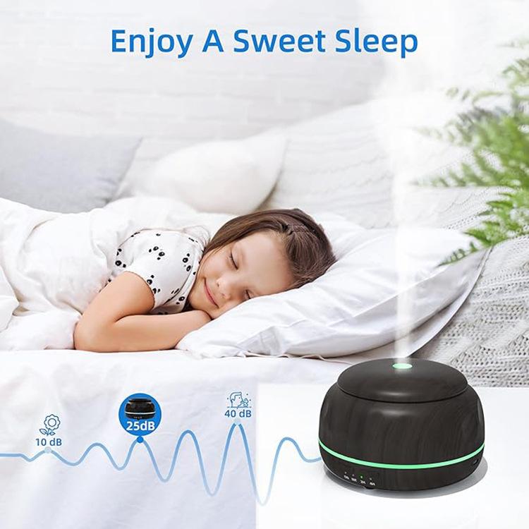 Diffusore di aromi da 300 ml con ultrasuoni, nebulizzatore a freddo e umidificatore, con 7 luci LED a colori variabili, ideale per camera da letto, casa e ufficio., Black Wood Grain, White Wood Grain, Yellow Wood Grain, Marble Grain