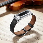 Cassa in metallo integrata, cinturino sottile in vera pelle., For Google Fitbit Air