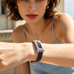 Cassa in metallo integrata, cinturino sottile in vera pelle., For Google Fitbit Air