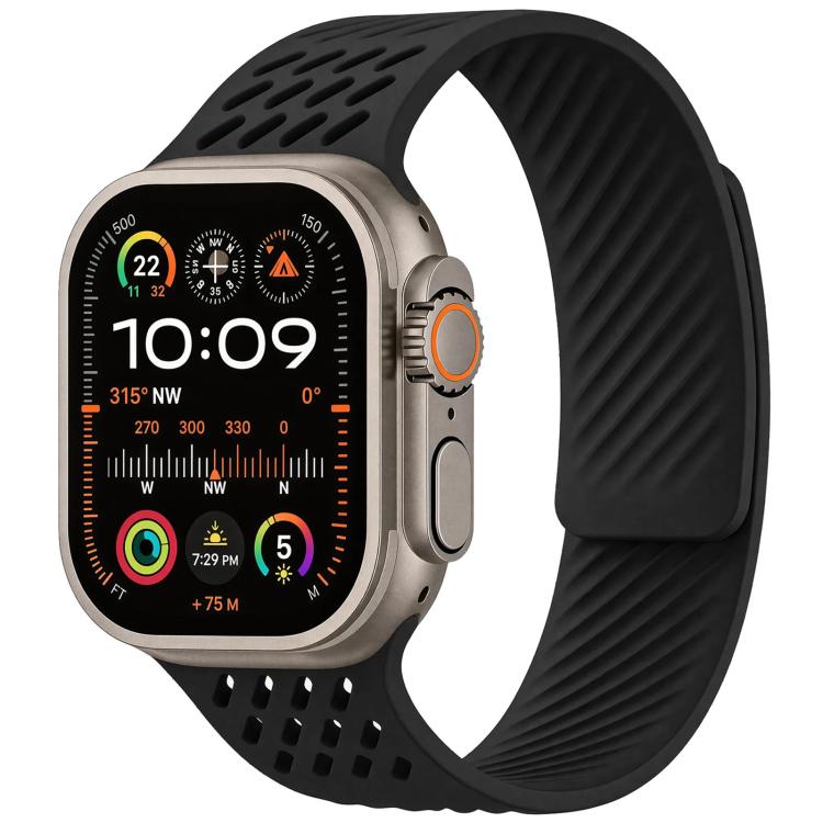 Cinturino per orologio magnetico in silicone traforato con texture diagonale, For Apple Watch 46mm / 49mm / 45mm / 44mm, For Apple Watch 42mm / 41mm / 40mm / 38mm