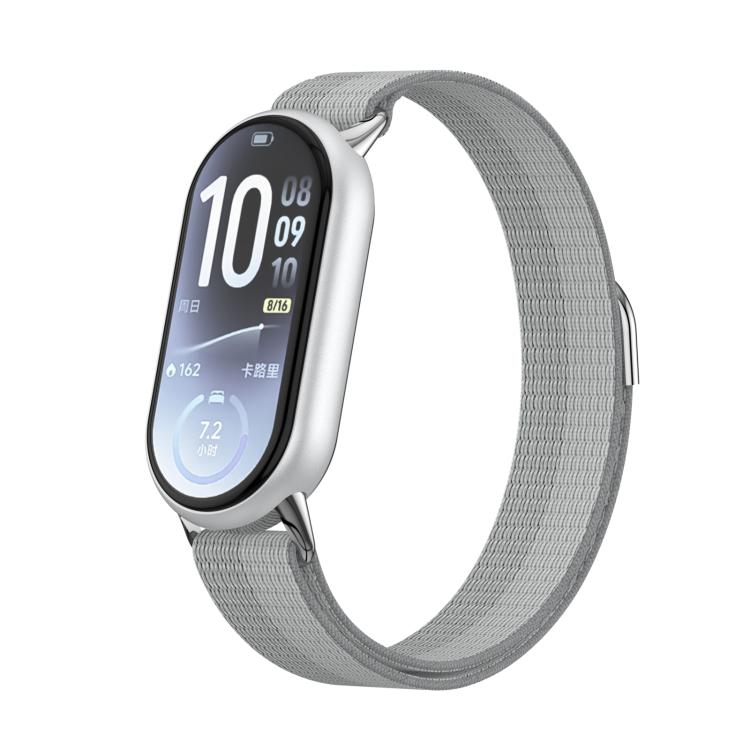Cinturino per orologio in nylon con chiusura a strappo e coda in metallo., For Xiaomi Smart Band 11 / 10 / 9 / 8