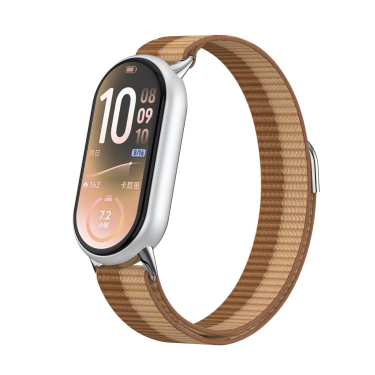 Cinturino per orologio in nylon con chiusura a strappo e coda in metallo., For Xiaomi Smart Band 11 / 10 / 9 / 8