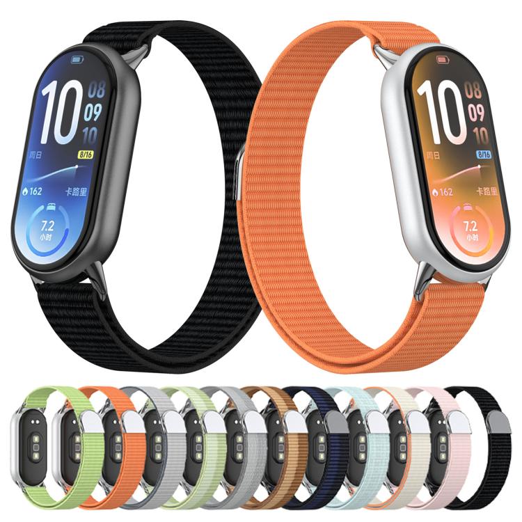 Cinturino per orologio in nylon con chiusura a strappo e coda in metallo., For Xiaomi Smart Band 11 / 10 / 9 / 8