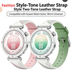 Spring Bar Style Pin Buckle Two-Tone Genuine Leather Watch Band, 18mm