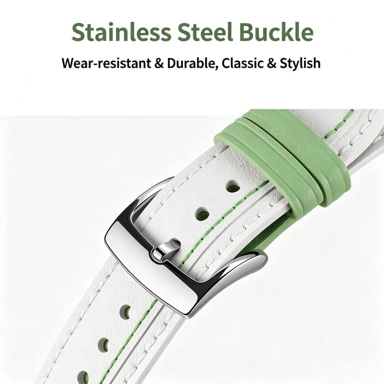 Spring Bar Style Pin Buckle Two-Tone Genuine Leather Watch Band, 18mm