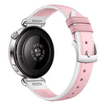 Push Button Spring Bar Style Pin Buckle Two-Tone Genuine Leather Watch Band, 18mm