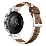 Push Button Spring Bar Style Pin Buckle Two-Tone Genuine Leather Watch Band, 18mm