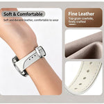 Push Button Spring Bar Style Pin Buckle Two-Tone Genuine Leather Watch Band, 18mm