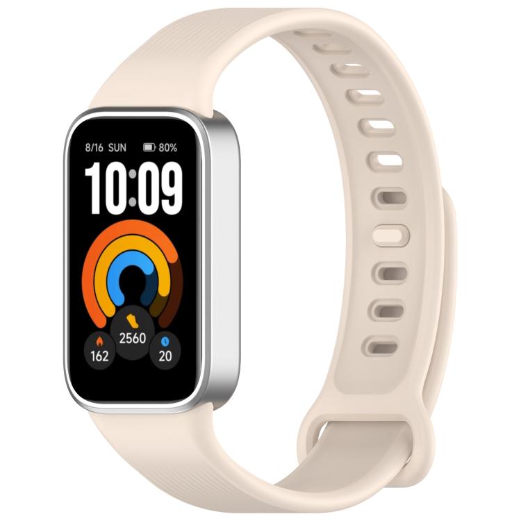 Vertical Stripe Reverse Buckle Solid Color Silicone Watch Band, For Xiaomi Smart Band 11 Active